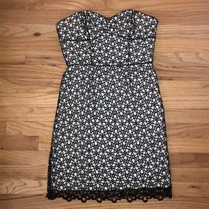 Cynthia Steffe White/Black Eyelet Lace Dress